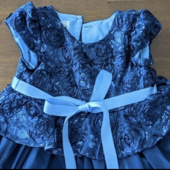 Kids Dream girls Navy Lace Party formal dress Cap Sleeve Size 5 - Picture 3 of 10